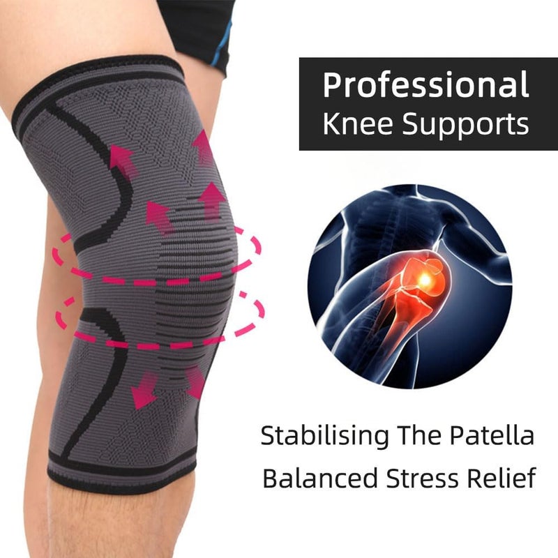 SCIENISH Knee Support, 2 Pack Anti Slip Knee Brace Sleeves Super Elastic Breathable, Black (42-47cm) - Image 5