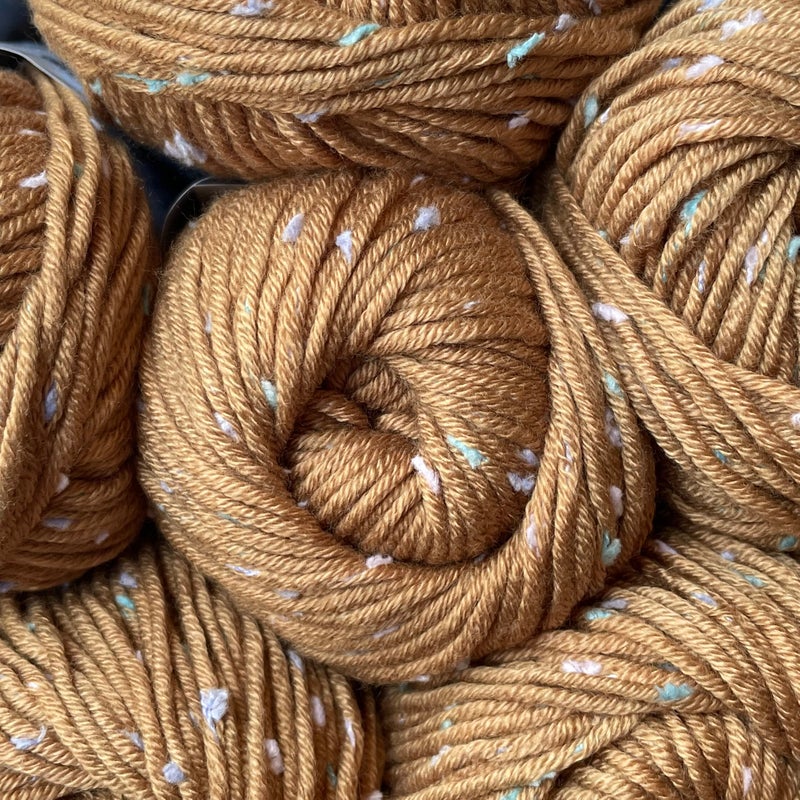 KnitPal Tweed Twinkles Soft Baby Yarn for Crocheting, 8-Pack (696Yds / 400G), Free Patterns - Acrylic Baby Blanket Knitting Yarn with Flecks - Size 3 DK Light Worsted Weight - Golden Brown - Image 1