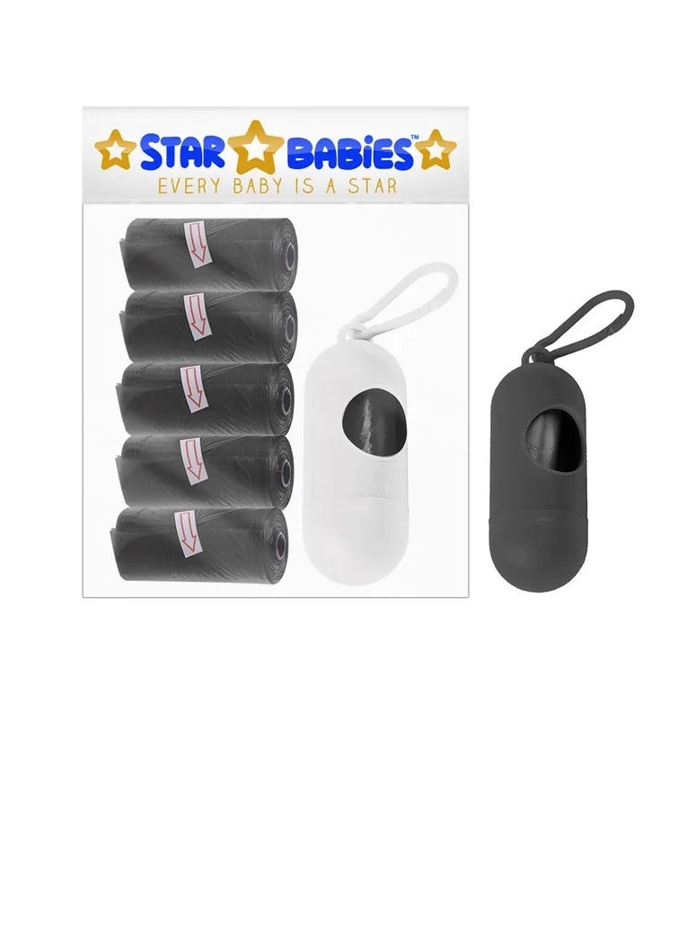 Star Babies Pack of 5 Scented Bag Black with White Dispenser - Image 1