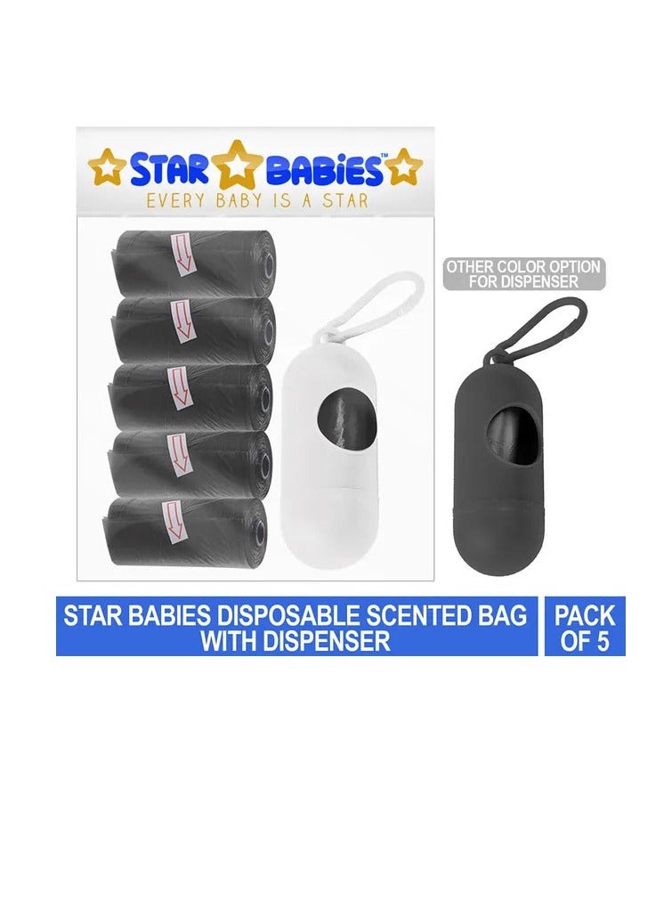 Star Babies Pack of 5 Scented Bag Black with White Dispenser - Image 2