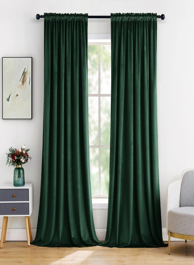 MIULEE Emerald Green Velvet Curtains Thermal Insulated Blackout Curtain Drapes for Bedroom Living Room Darkening 84 Inches Long Curtains Panels Rod Pocket Set of 2 - Image 1