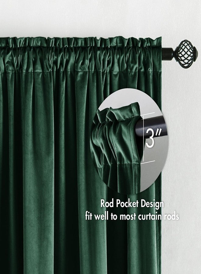 MIULEE Emerald Green Velvet Curtains Thermal Insulated Blackout Curtain Drapes for Bedroom Living Room Darkening 84 Inches Long Curtains Panels Rod Pocket Set of 2 - Image 2