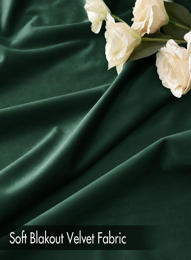 MIULEE Emerald Green Velvet Curtains Thermal Insulated Blackout Curtain Drapes for Bedroom Living Room Darkening 84 Inches Long Curtains Panels Rod Pocket Set of 2 - Image 3