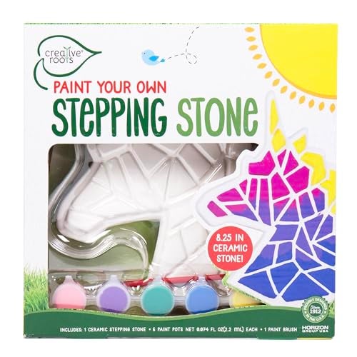 Creative Roots Mosaic Unicorn Stepping Stone Includes 7Inch Ceramic Stone 6 Vibrant Paints DIY Garden Stepping Stone Kit for Kids Ages 6 - Image 1