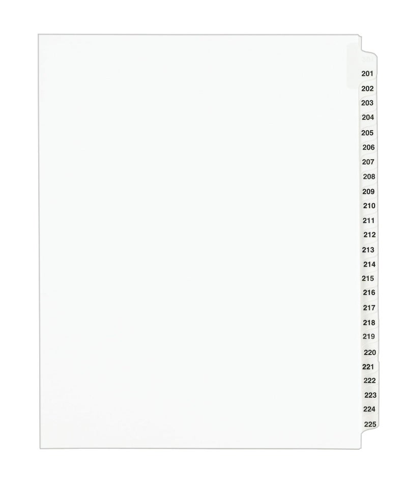 Avery Legal Dividers, Standard Collated Sets, Letter Size, Side Tabs, 201-225 Tab Set (01338) - Image 1
