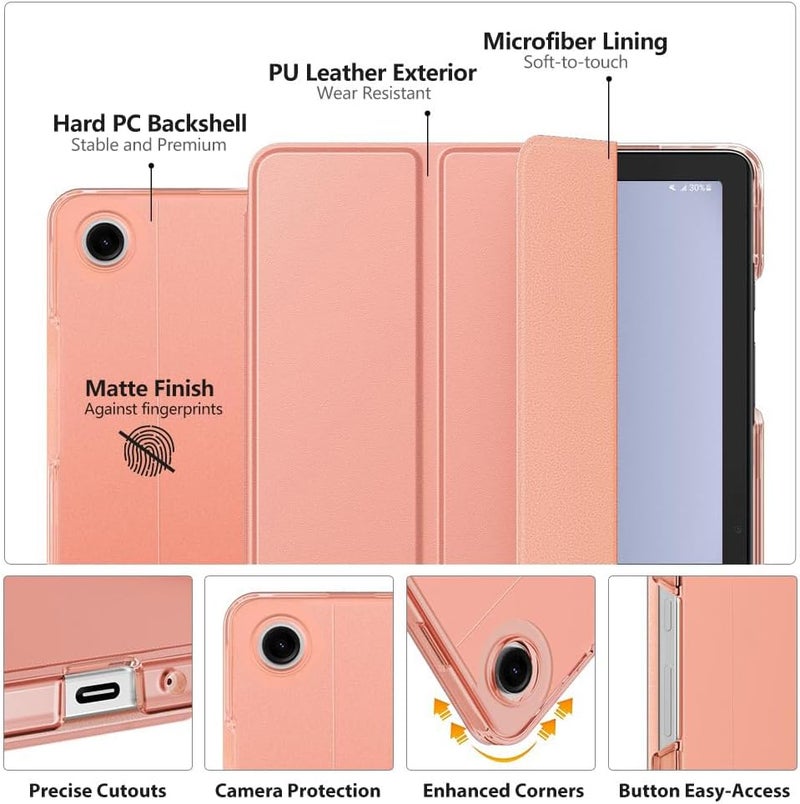 MoKo Case for Galaxy Tab A9 Plus 11 inch 2023, Slim Stand Protective Smart Cover with Hard PC Translucent Back Shell for Galaxy Tab Tablet (SM-X210/X216/X218), Auto Wake/Sleep, Apricot Orange - Image 3