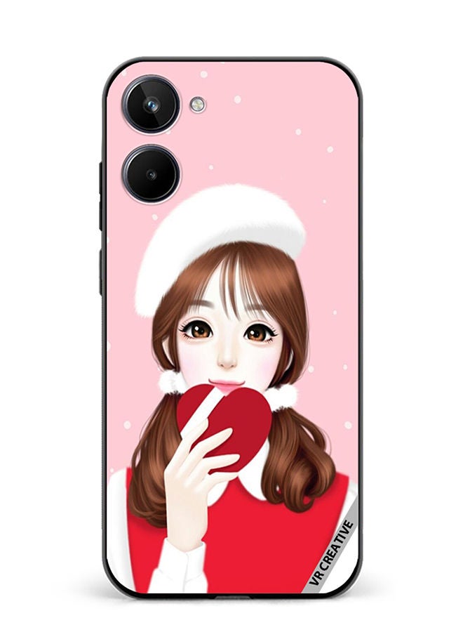 VR CREATIVE Protective Case Cover For Realme 10 Girl Holding Heart Design Multicolour - Image 1