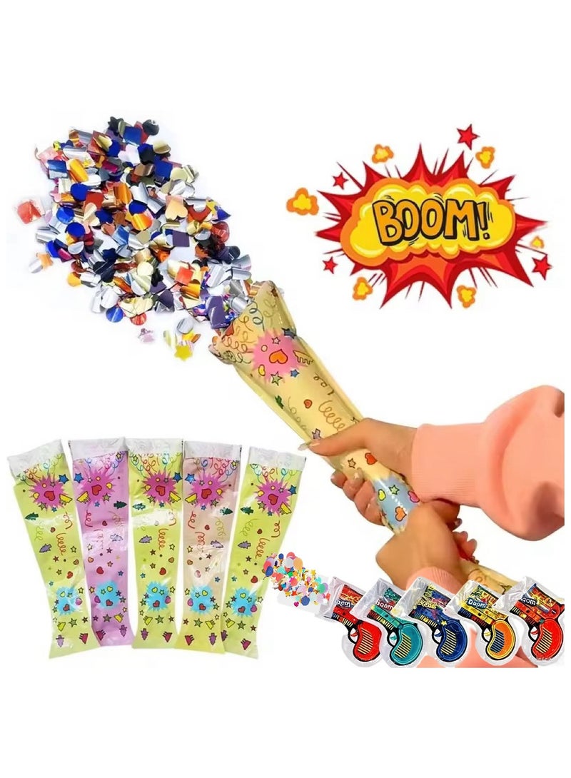 10 Pcs Auto-Inflate Party Confetti Popper Rolls& Pistol Confetti Popper Set for Birthday, Wedding, Graduation & Holiday Confetti Popper Set Party Supplies  - Image 1