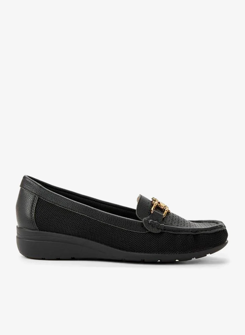 Le Confort BLACK Women Perforated Detail Loafers for Women | Best Price UAE