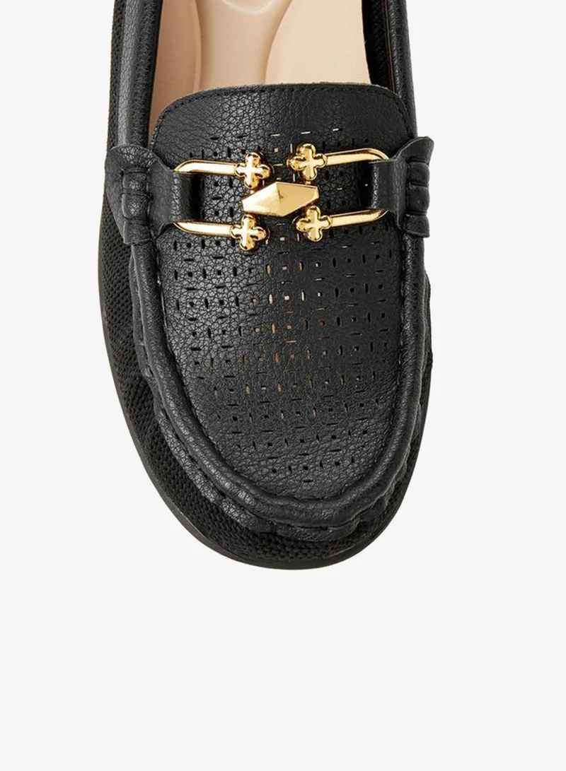 Le Confort BLACK Women Perforated Detail Loafers for Women | Best Price UAE