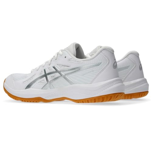 asics أحذية الكرة الطائرة النسائية ASICS Upcourt 6، 9، أبيض/فضي نقي - Image 3