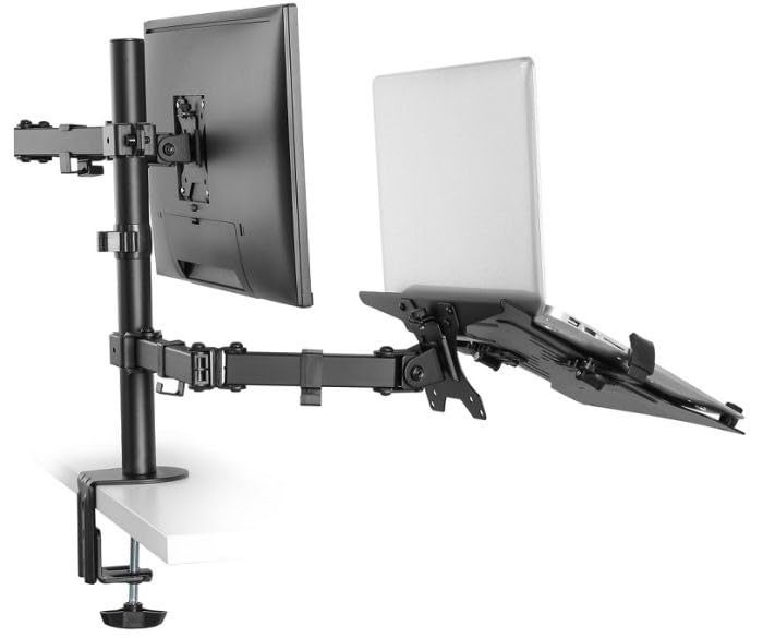 Gadget Wagon Dual Monitor Arm Stand Adjustable Mount Laptop Stand Desk Mount LDT12-C1M2KN - Image 2