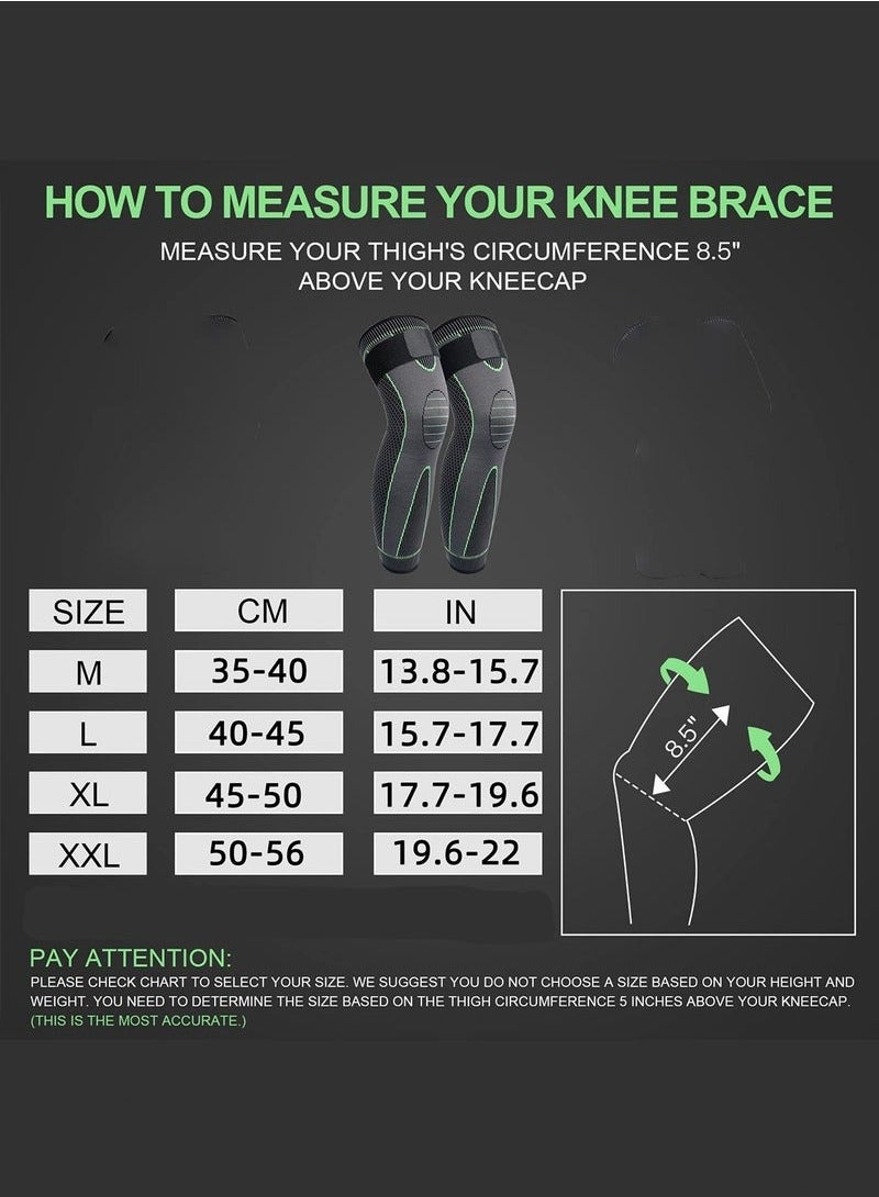 Leg Compression Sleeve Full Leg 2 Pack Long Knee Brace for Men Women Knee Support Protector for Running, Weightlifting, Workout and other Sport- 3Sizes - Image 2