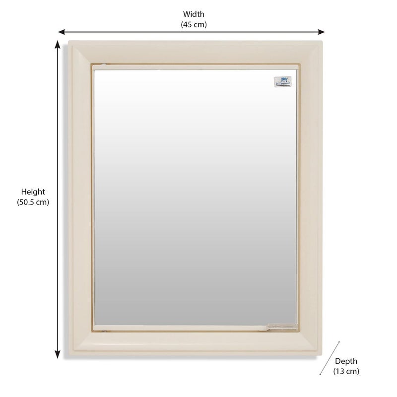 NILKAMAL Nilkamal GEMM Bathroom Cabinet with Mirror3Year WarrantyModern StylishSpaceSaving StorageWall Mounted Plastic Bathroom cabinet with 5 ShelvesBathroom Accessories Mirror CabinetDurableIvory  - Image 2