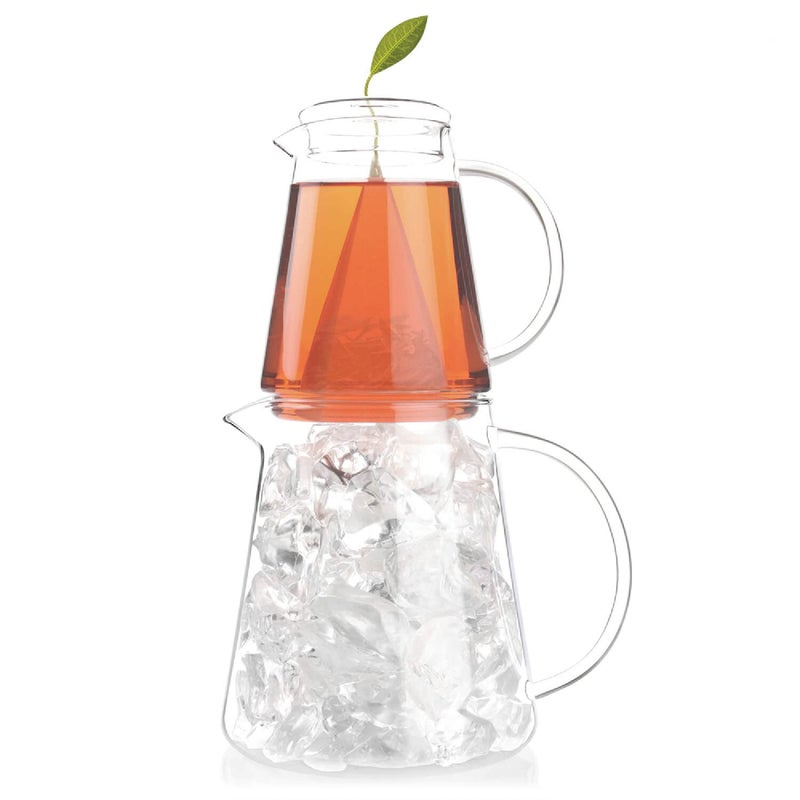 Tea Forte Tea Forte Tea Over Ice Steeping Tea Pitcher Set of Two 12oz Glass Ice Tea Pitcher and 24 oz Pitcher for Perfect Flash Chilled Ice Tea Dishwasher Safe 