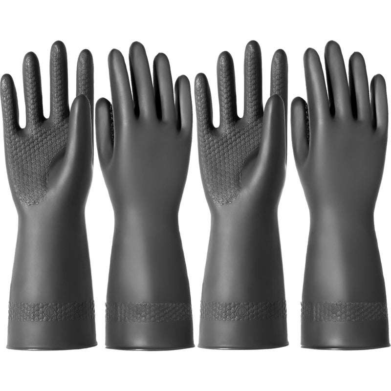 ROYAKI Chemical Resistant Gloves 2 Pairs Waterproof Cleaning Protective Safety Work Heavy Duty Industrial Latex Gloves122 Size Medium