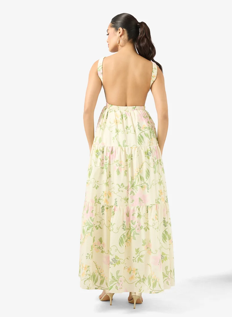True Decadence  Crew Neck Ruffle Maxi Dress for Women | Best Price UAE