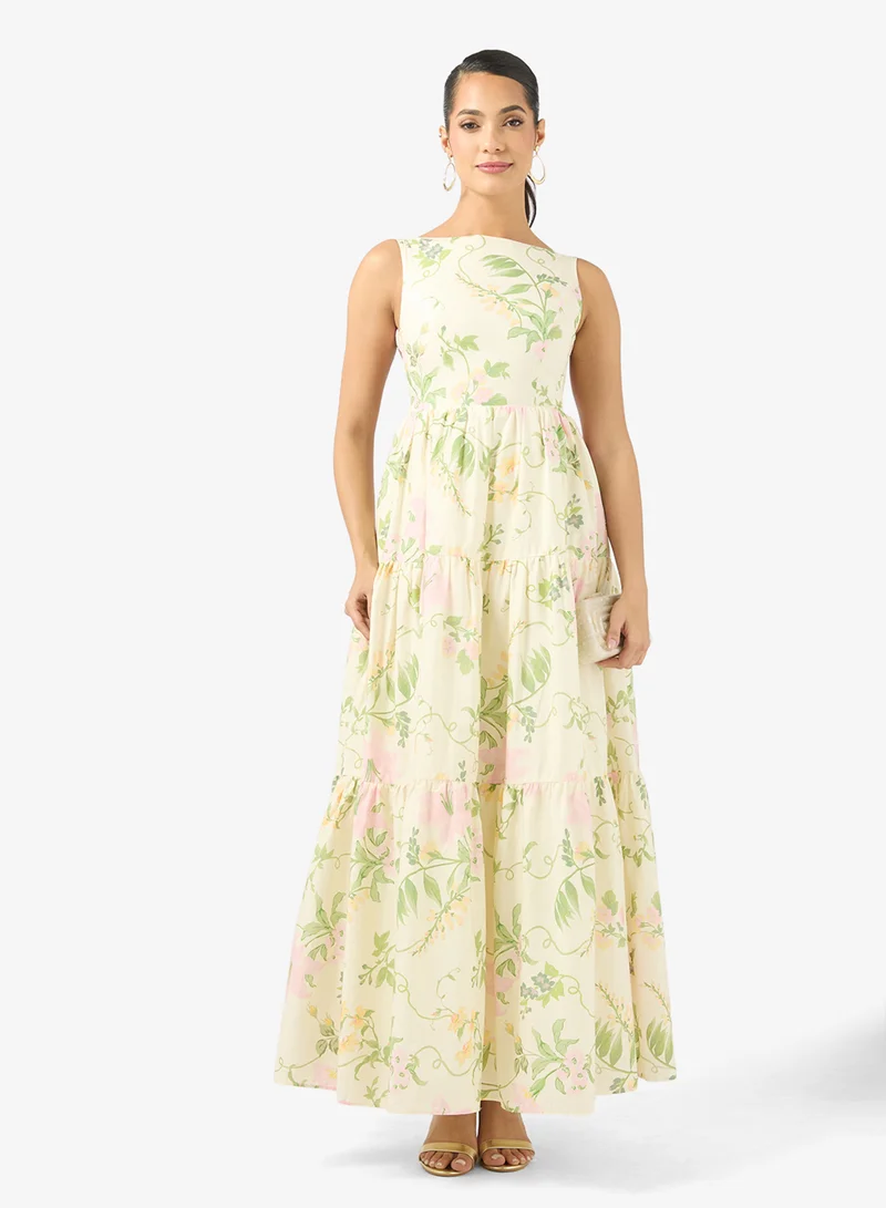 True Decadence  Crew Neck Ruffle Maxi Dress for Women | Best Price UAE
