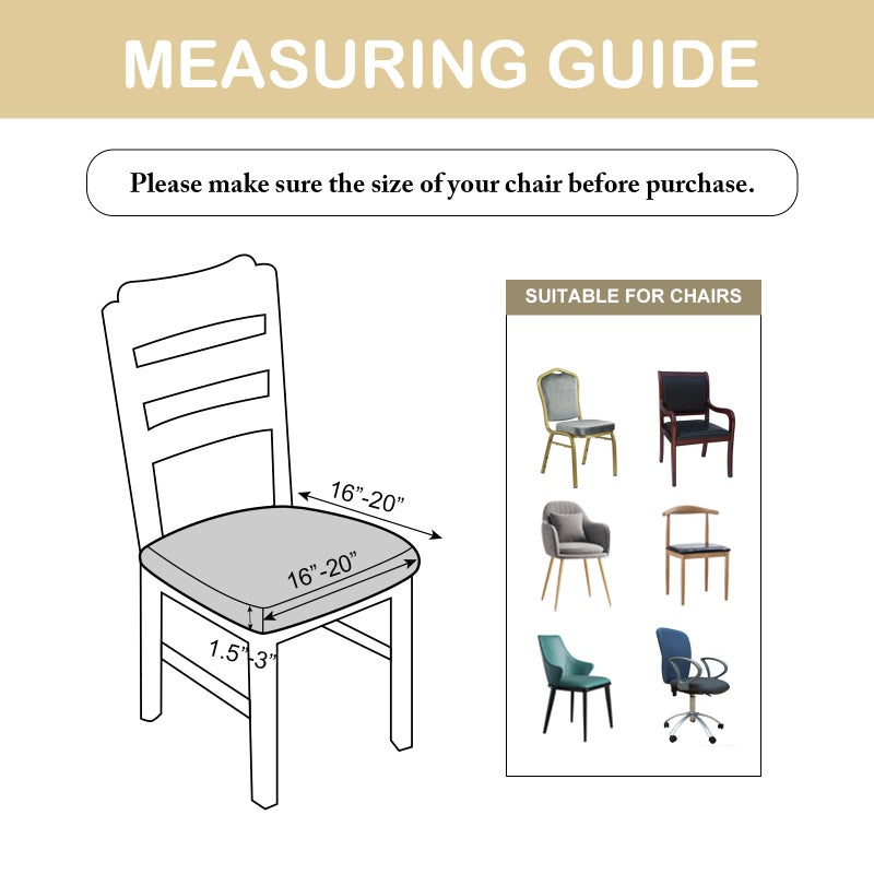 YUEANG YUEANG Waterproof Seat Cover for Chairs Dining Room Chair Seat Covers Washable Kitchen Chair Seat Slipcovers Protector (Taupe  6 PCS)  - Image 3