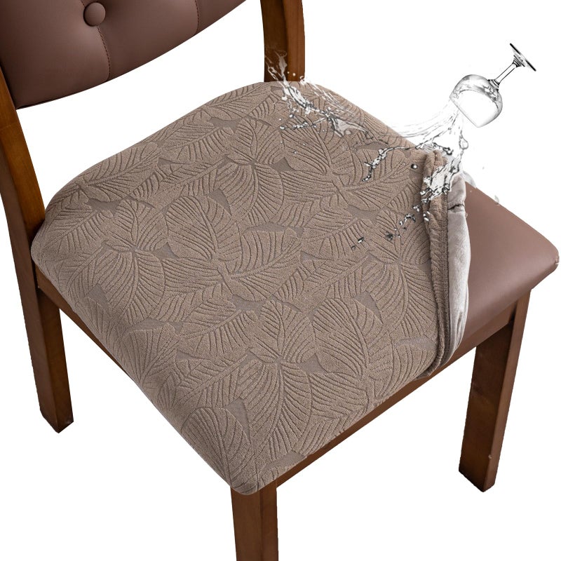YUEANG YUEANG Waterproof Seat Cover for Chairs Dining Room Chair Seat Covers Washable Kitchen Chair Seat Slipcovers Protector (Taupe  6 PCS)  - Image 1
