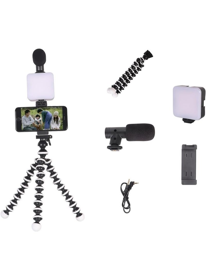 Mobile Video Vlogging Kit for Smartphones – Compatible with iPhone & Android – Includes 3.5mm Microphone, Tripod Stand, LED Light & Accessories  - Image 5