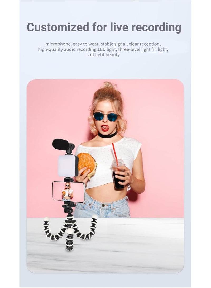 Mobile Video Vlogging Kit for Smartphones – Compatible with iPhone & Android – Includes 3.5mm Microphone, Tripod Stand, LED Light & Accessories  - Image 3