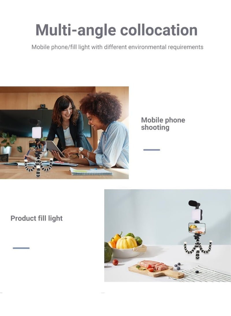 Mobile Video Vlogging Kit for Smartphones – Compatible with iPhone & Android – Includes 3.5mm Microphone, Tripod Stand, LED Light & Accessories  - Image 2