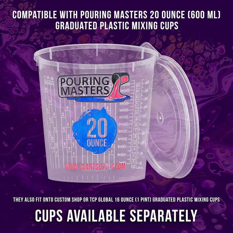 Pouring Masters علبة أغطية أك��اب الخلط من بورش ماسترز (12 قطعة) لأكواب القياس البلاستيكية المتدرجة سعة 20 أونصة (600 مل) - غطاء ختم التخزين لأكواب خلط طلاء السيارات بورش ماسترز، راتنج الإيبوكسي، مستلزمات الفن - Image 4