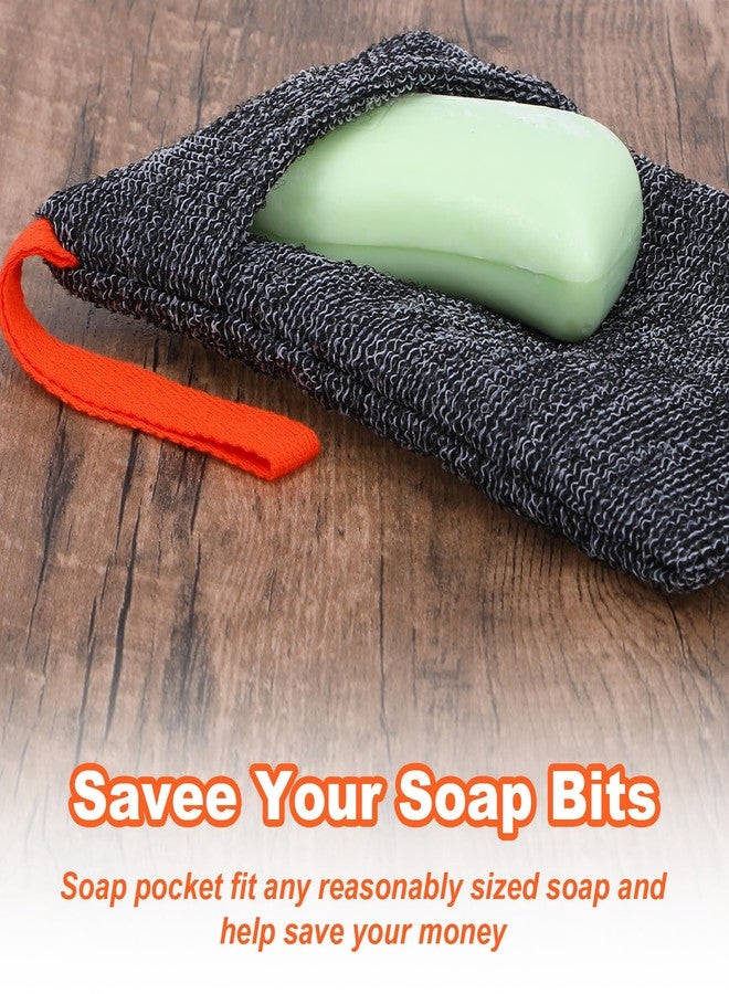 ElevateTech 4Pcs Soap Bags Bar Soap Pouch for Deep Exfoliating Saver Pouch Body Scrubber Shower Sponge Mesh Bar Soaps Foam Lather Pouches Use in Shower for Bath Travel Gift 7.48 × 4.72 in Gray Black - Image 4