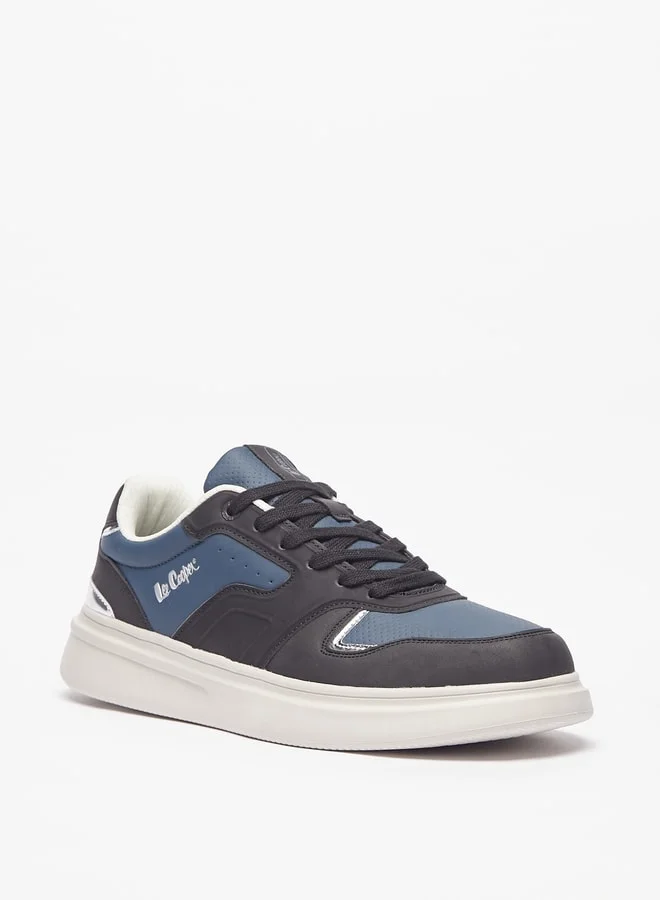 لي كوبر Mens Perforated Sneakers with Lace-Up Closure