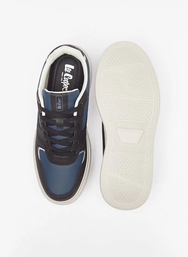 لي كوبر Mens Perforated Sneakers with Lace-Up Closure