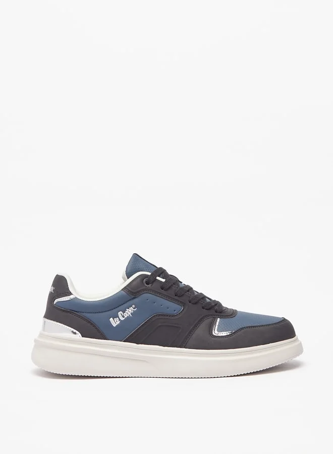 لي كوبر Mens Perforated Sneakers with Lace-Up Closure