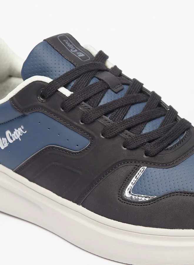 لي كوبر Mens Perforated Sneakers with Lace-Up Closure