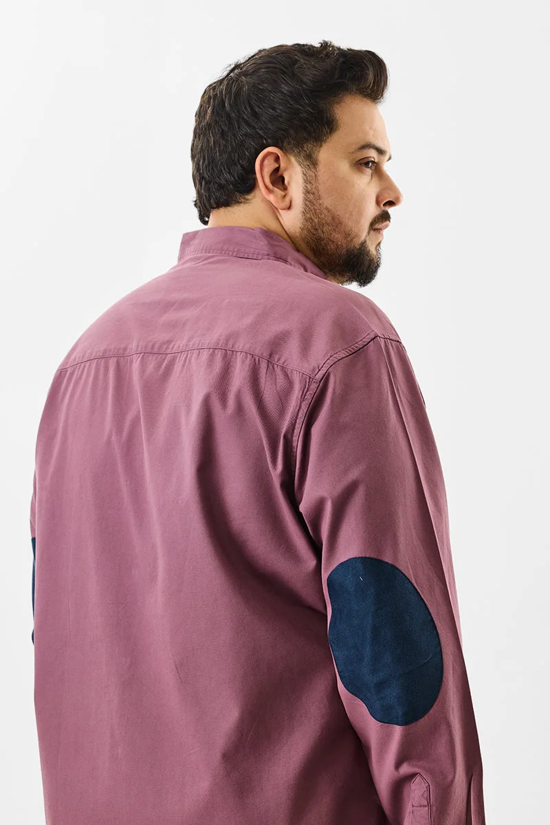 SNITCH Mauve Elbow Patch Plus Size Shirt
