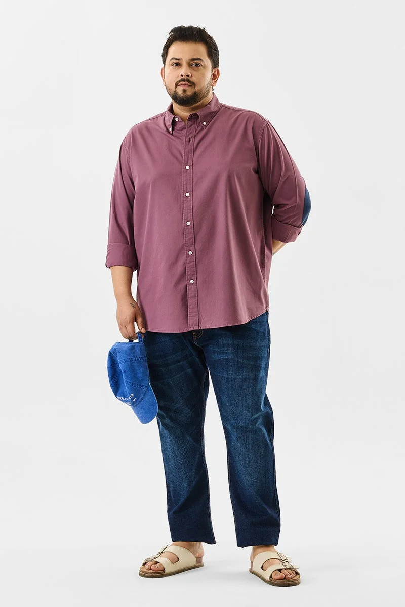 Snitch Mauve Mauve Elbow Patch Plus Size Shirt for Men | Best Price UAE
