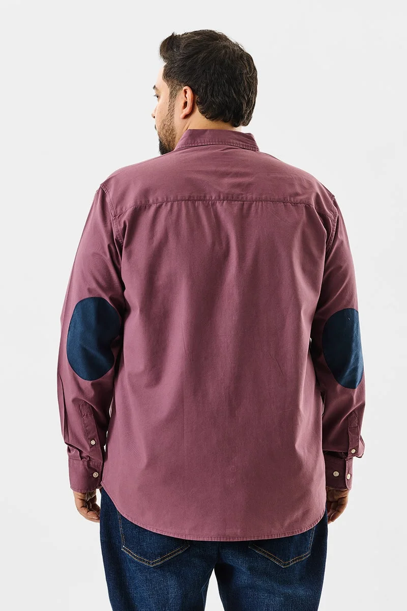 Snitch Mauve Mauve Elbow Patch Plus Size Shirt for Men | Best Price UAE