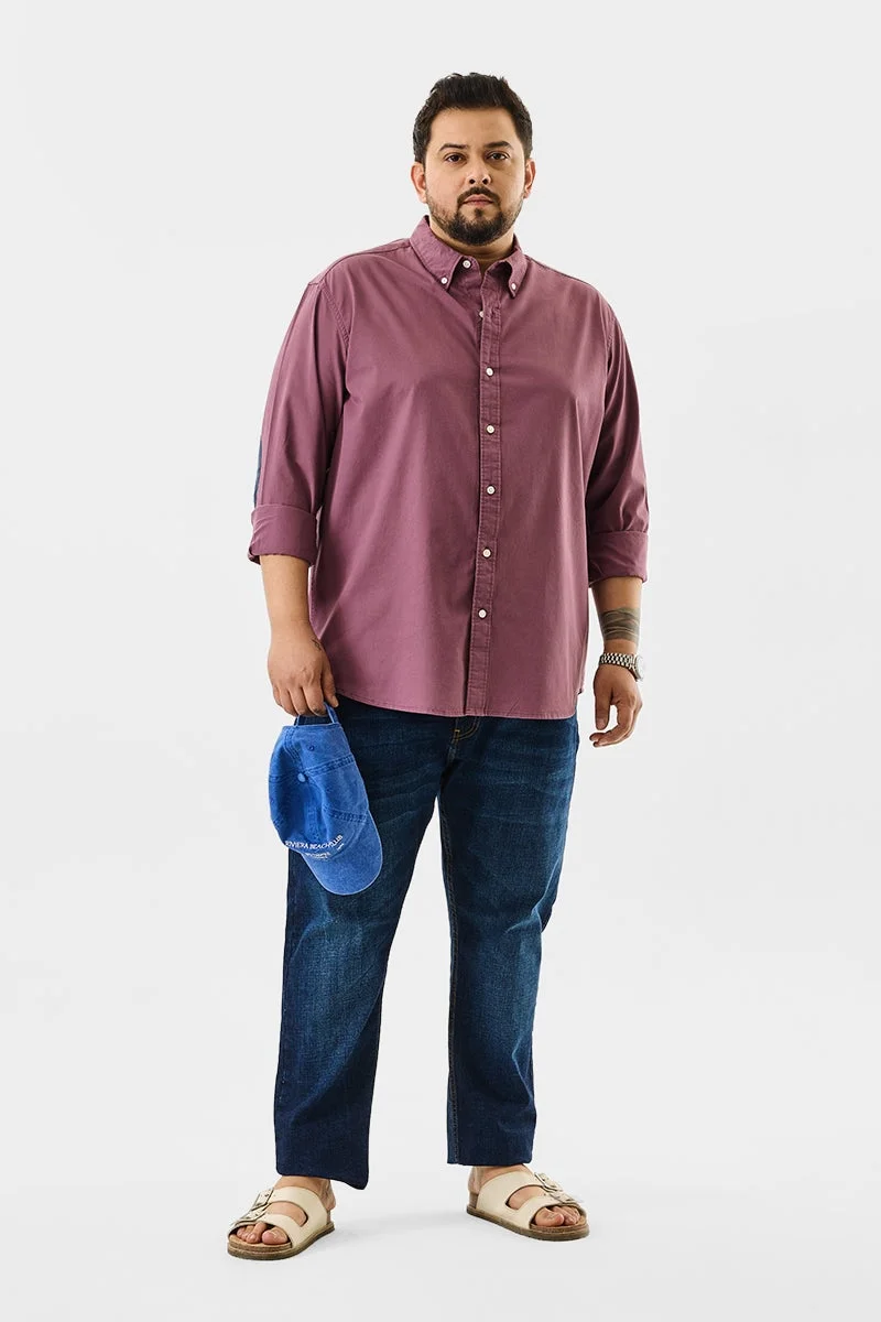 Snitch Mauve Mauve Elbow Patch Plus Size Shirt for Men | Best Price UAE