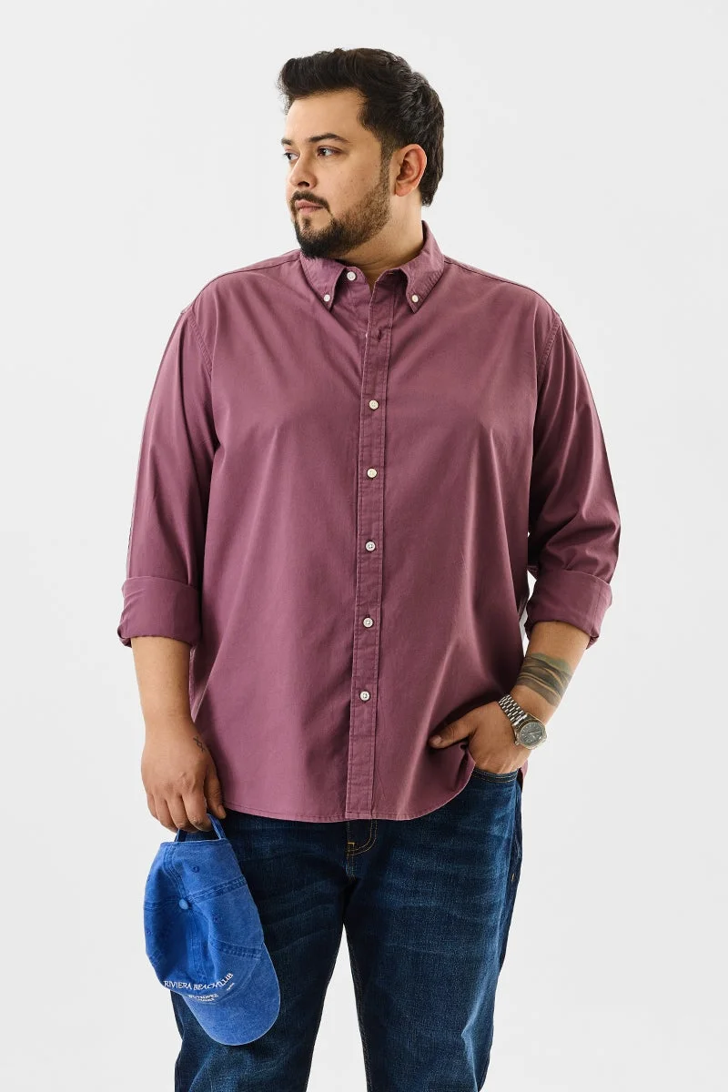 Snitch Mauve Mauve Elbow Patch Plus Size Shirt for Men | Best Price UAE