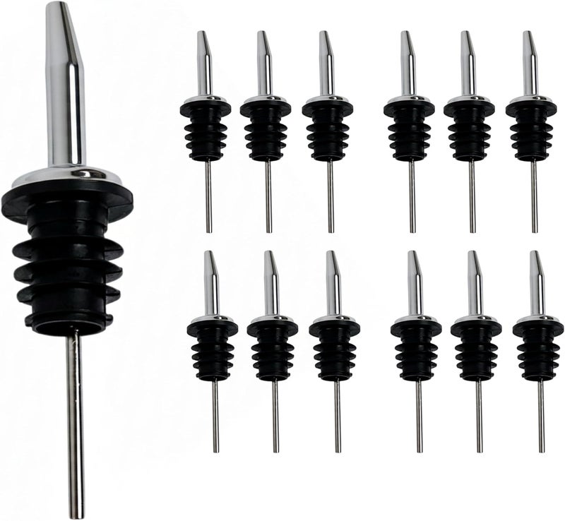 Spill-Stop 285-50 Metal Pourer in Black and Silver - 12 Pack - Image 1