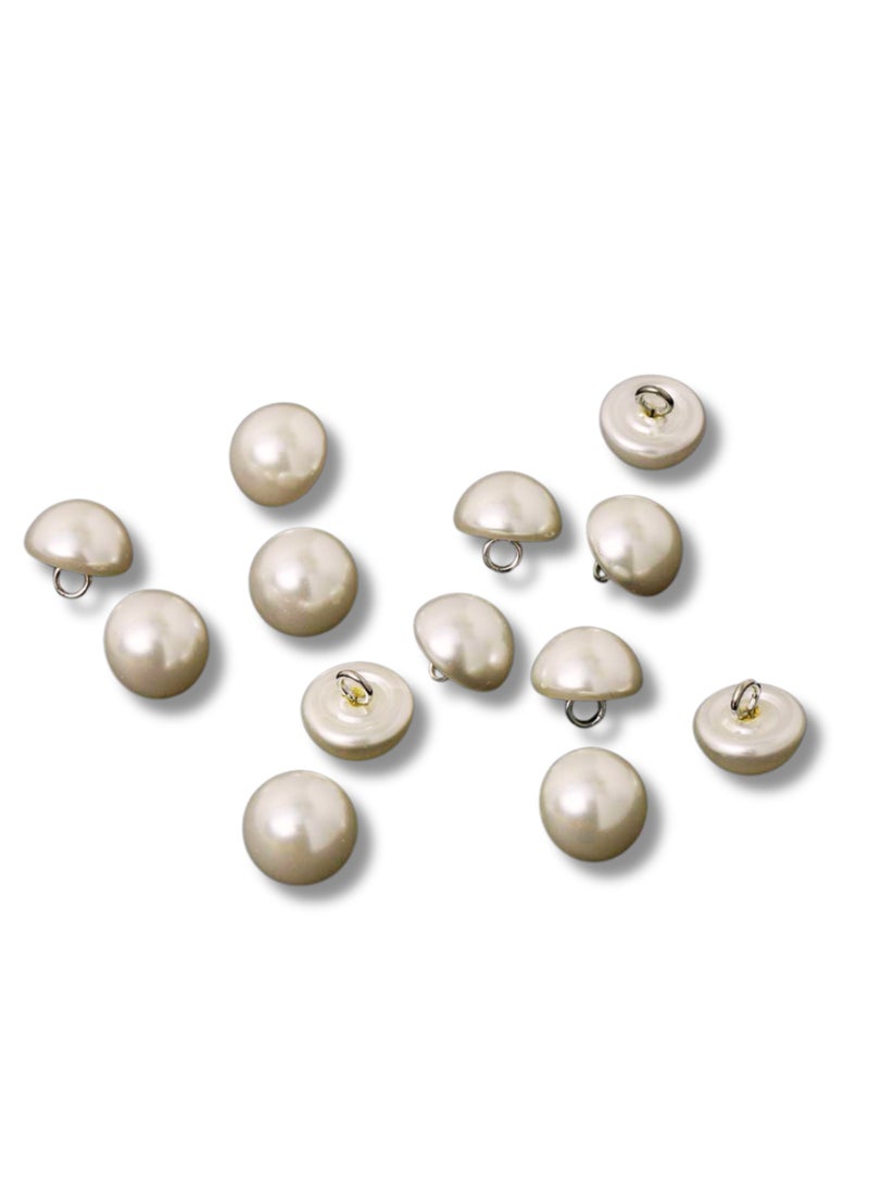 50x Premium Half Ball Pearl Buttons with Metal Shank - Bridal, Dressmaking, Abaya, DIY, 0.8MM (Cream) - Image 1