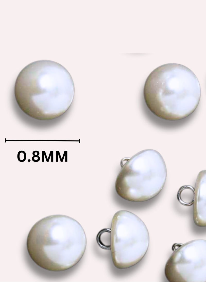 50x Premium Half Ball Pearl Buttons with Metal Shank - Bridal, Dressmaking, Abaya, DIY, 0.8MM (Cream) - Image 2