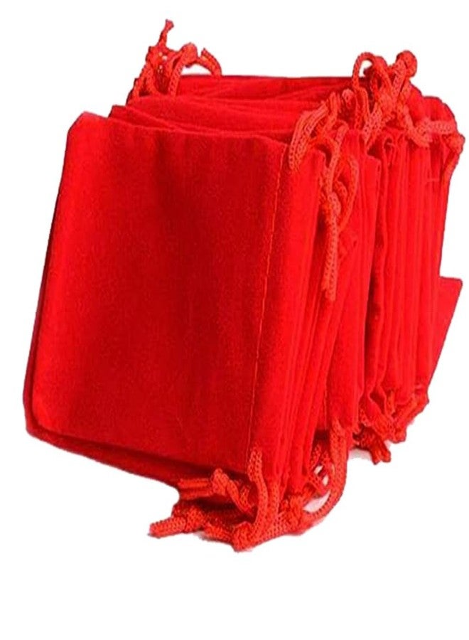 Jaydev zone Red Velvet Potali,Return Gift for Guest, Home Women, Function Men's and Women's Velvet Jewellery Pouch Potli Bag (Red, 10x7 Inches) Pack of 5 PC - Image 3