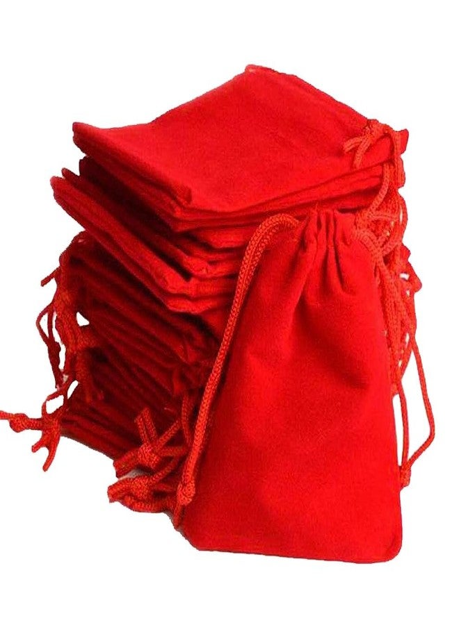 Jaydev zone Red Velvet Potali,Return Gift for Guest, Home Women, Function Men's and Women's Velvet Jewellery Pouch Potli Bag (Red, 10x7 Inches) Pack of 5 PC - Image 4