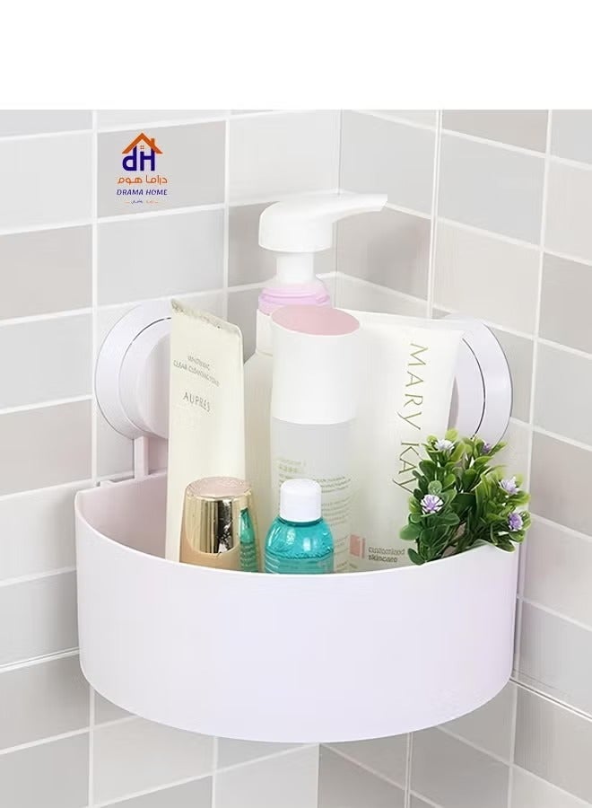 DRAMA HOME 2 Pieces Bathroom Organizer Corner Shelf White - Image 2