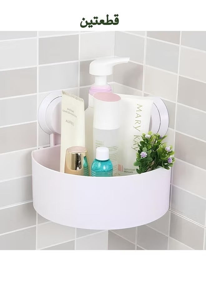 DRAMA HOME 2 Pieces Bathroom Organizer Corner Shelf White - Image 3