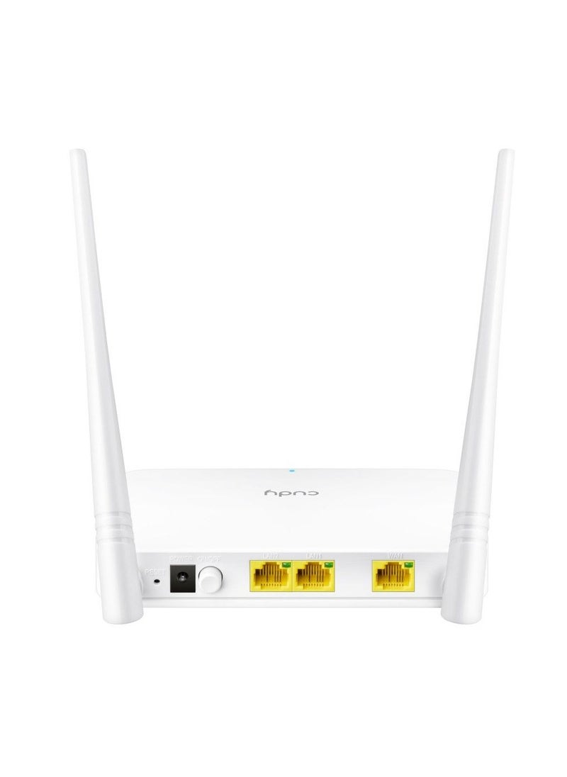 cudy - N300 Wi-Fi Router, Chipset MediaTek, 802.11b/g/n,300Mbps at 2.4GHz, 4 × 10/100Mbps Ports, 2 × 5dBi  fixed antennas, WiFi router/AP/ Repeater/WISP Mode, Guest network, WPS, DDNS, VPN Client, IPv6, Cudy  APP - Image 1
