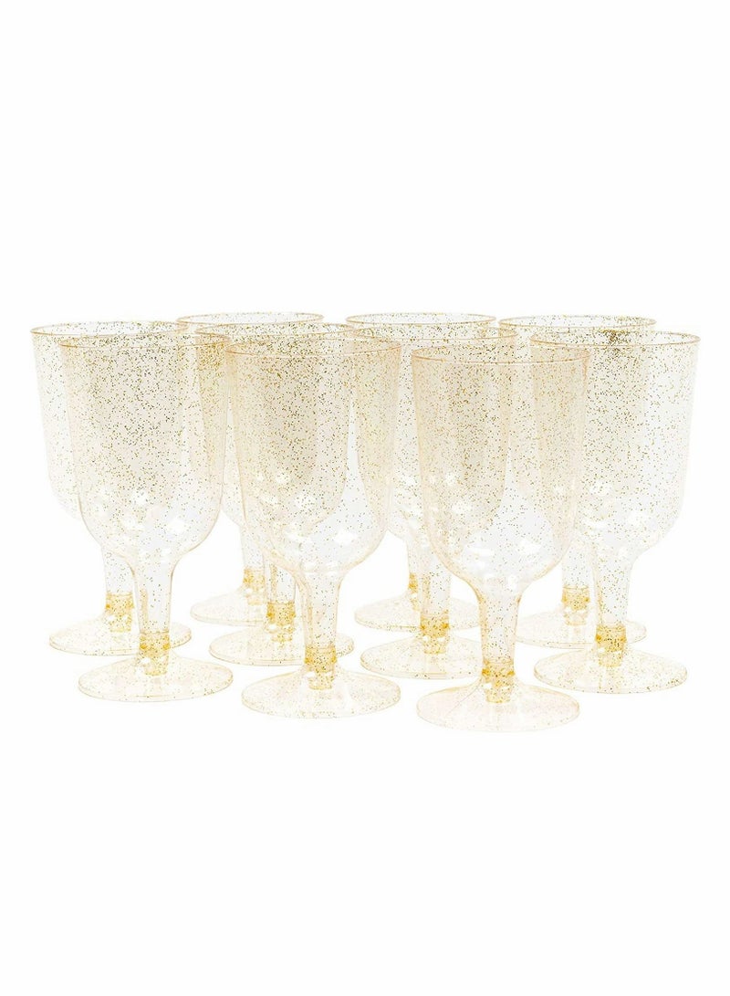 SYOSI Plastic Glasses 20 pieces Gold Glitter Premium Glass for Wedding Anniversary Garden Barbecue Party 190ml - Image 1