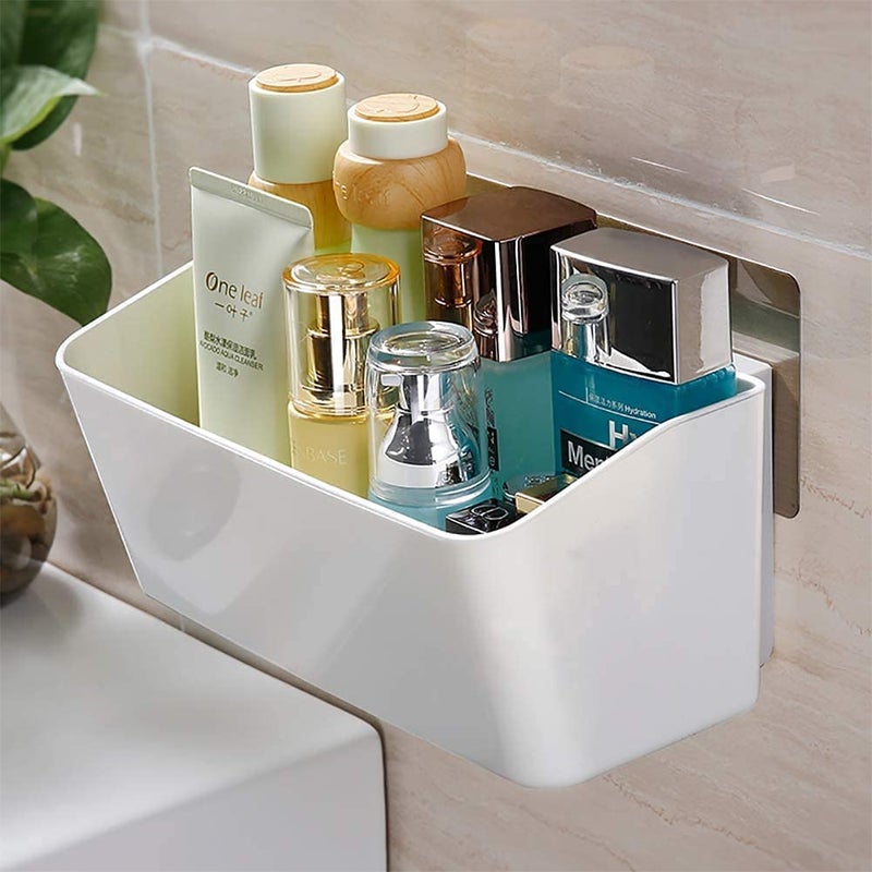 DHAVAL Self-Adhesive Wall Mounted 3-Tier Bathroom Organizer Storage Shelf with Towel Hanger - Rust-Proof Plastic, Waterproof Shelves for Kitchen, Bedroom, and Bathroom (22.5x12.5x10.5 cm) - Image 4