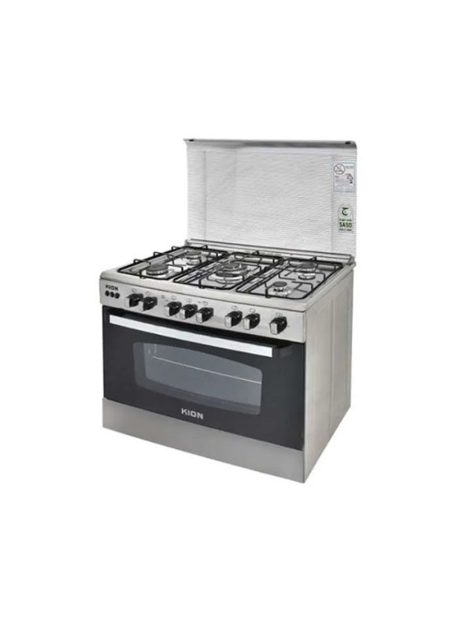 KION Freestanding Gas Cooker 90×60 cm, 5 Sabaf Italian Burners, Stainless Steel, Auto Ignition, Convection Fan, Grill & Oven with Full Safety 5 KFS9060AD silver - Image 2