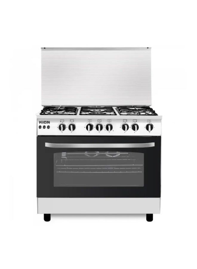 KION Freestanding Gas Cooker 90×60 cm, 5 Sabaf Italian Burners, Stainless Steel, Auto Ignition, Convection Fan, Grill & Oven with Full Safety 5 KFS9060AD silver - Image 1